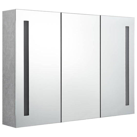 LED Bathroom Mirror Cabinet Concrete Grey 89x14x62 cm