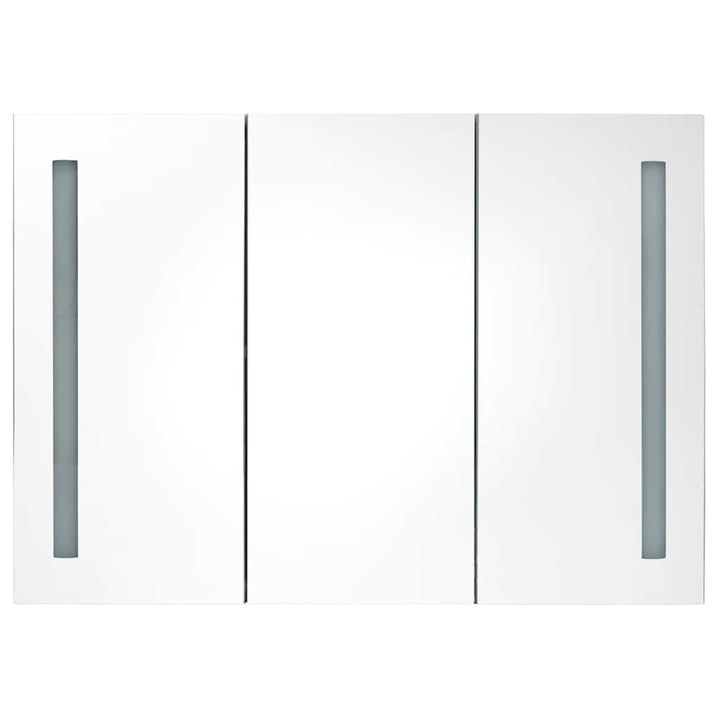 LED Bathroom Mirror Cabinet Concrete Grey 89x14x62 cm