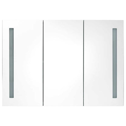 LED Bathroom Mirror Cabinet Concrete Grey 89x14x62 cm