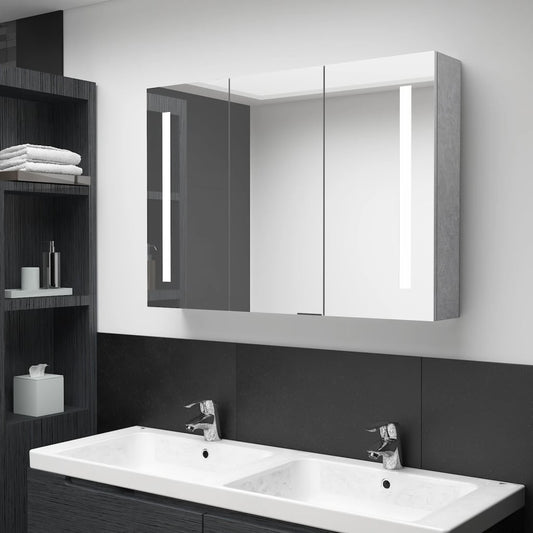 Bathroom Cabinet | Concrete grey | MDF with melamine finish, glass mirror