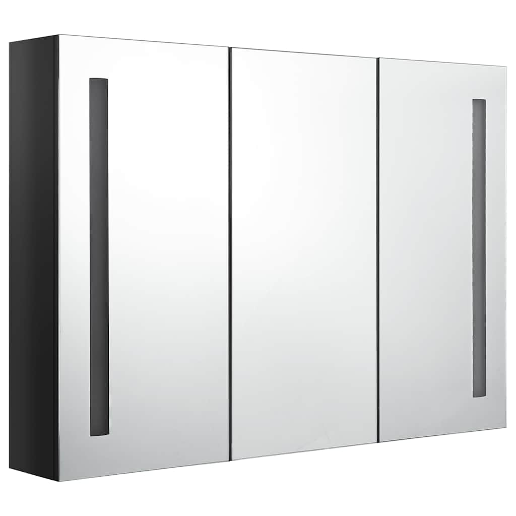 LED Bathroom Mirror Cabinet 89x14x62 cm Shining Black