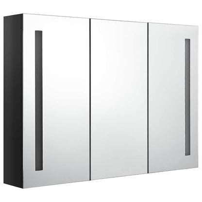 LED Bathroom Mirror Cabinet 89x14x62 cm Shining Black