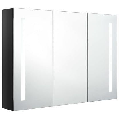 Bathroom Cabinet | Shiny Black | MDF Board with Melamine, Glass Mirror