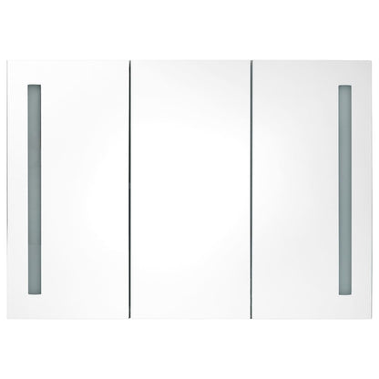Bathroom Cabinet | Shiny Black | MDF Board with Melamine, Glass Mirror