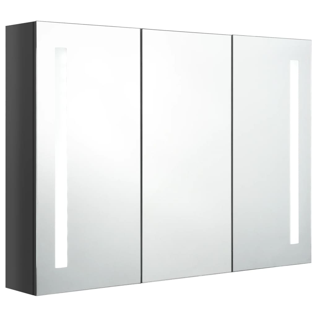 Bathroom Cabinet | Shining Grey | MDF with Melamine Finish, Glass Mirror