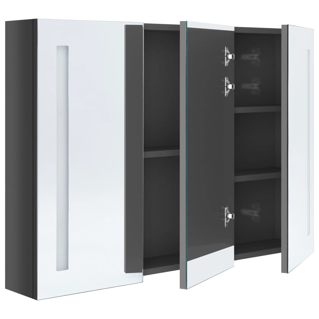 Bathroom Cabinet | Shining Grey | MDF with Melamine Finish, Glass Mirror