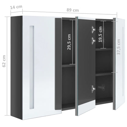 Bathroom Cabinet | Shining Grey | MDF with Melamine Finish, Glass Mirror