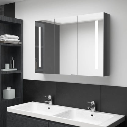 Bathroom Cabinet | Shining Grey | MDF with Melamine Finish, Glass Mirror