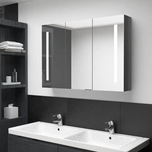Bathroom Cabinet | Shining Grey | MDF with Melamine Finish, Glass Mirror