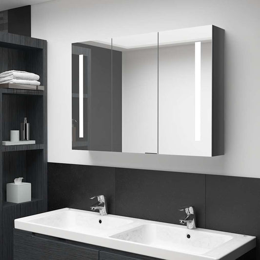 LED Bathroom Mirror Cabinet 89x14x62 cm Shining Grey