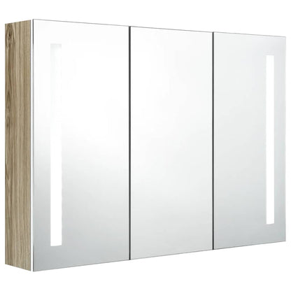 LED Bathroom Mirror Cabinet 89x14x62 cm White and Oak