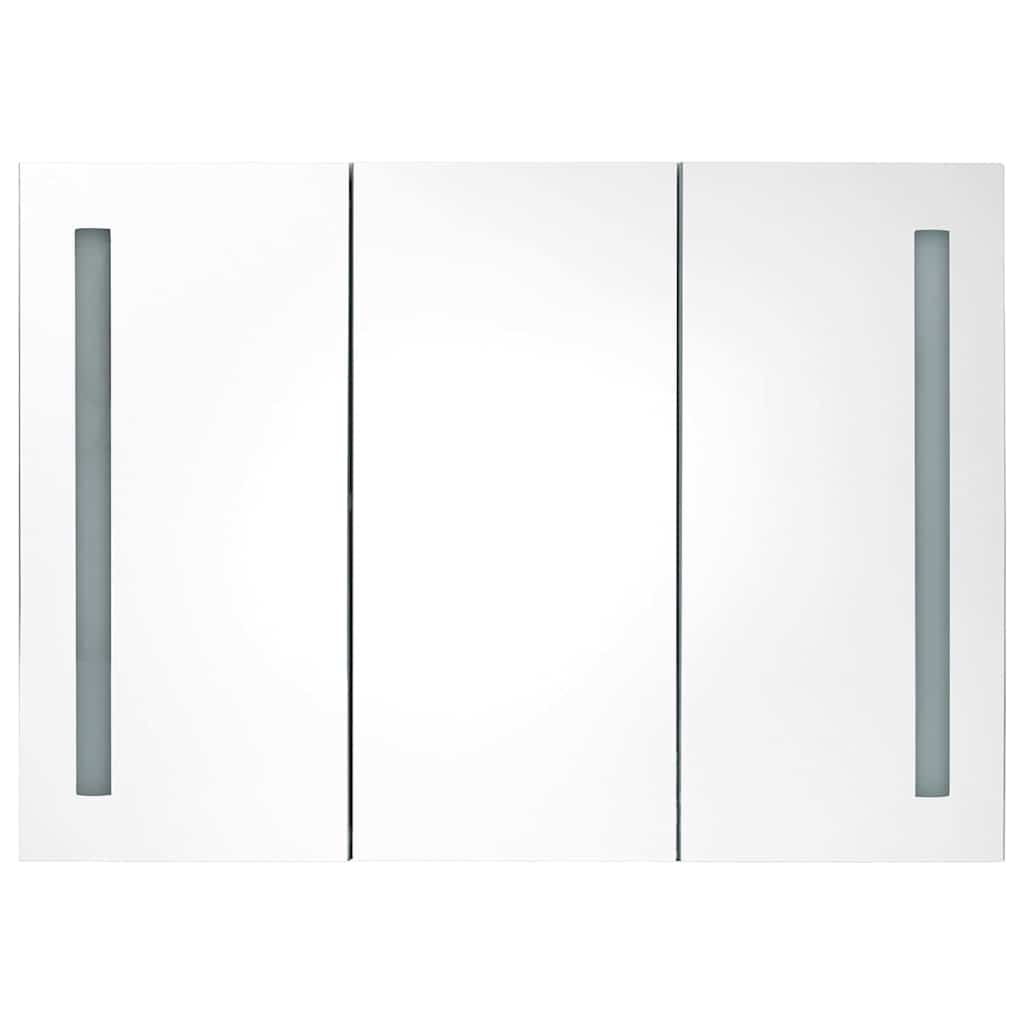 LED Bathroom Mirror Cabinet 89x14x62 cm White and Oak