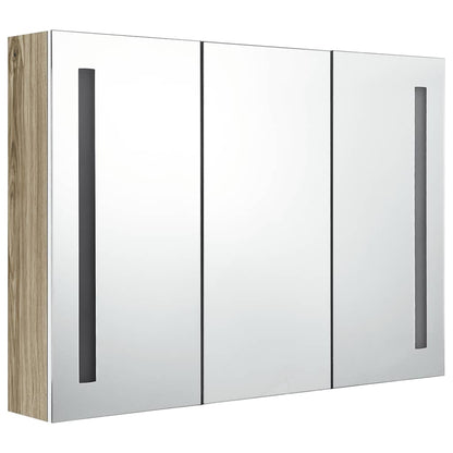 LED Bathroom Mirror Cabinet 89x14x62 cm White and Oak