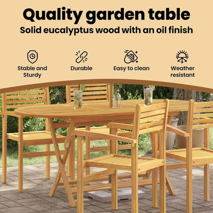 312454 vidaXL Folding Garden Table 160x85x75 cm Solid Eucalyptus Wood