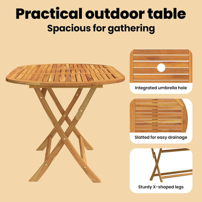 312454 vidaXL Folding Garden Table 160x85x75 cm Solid Eucalyptus Wood