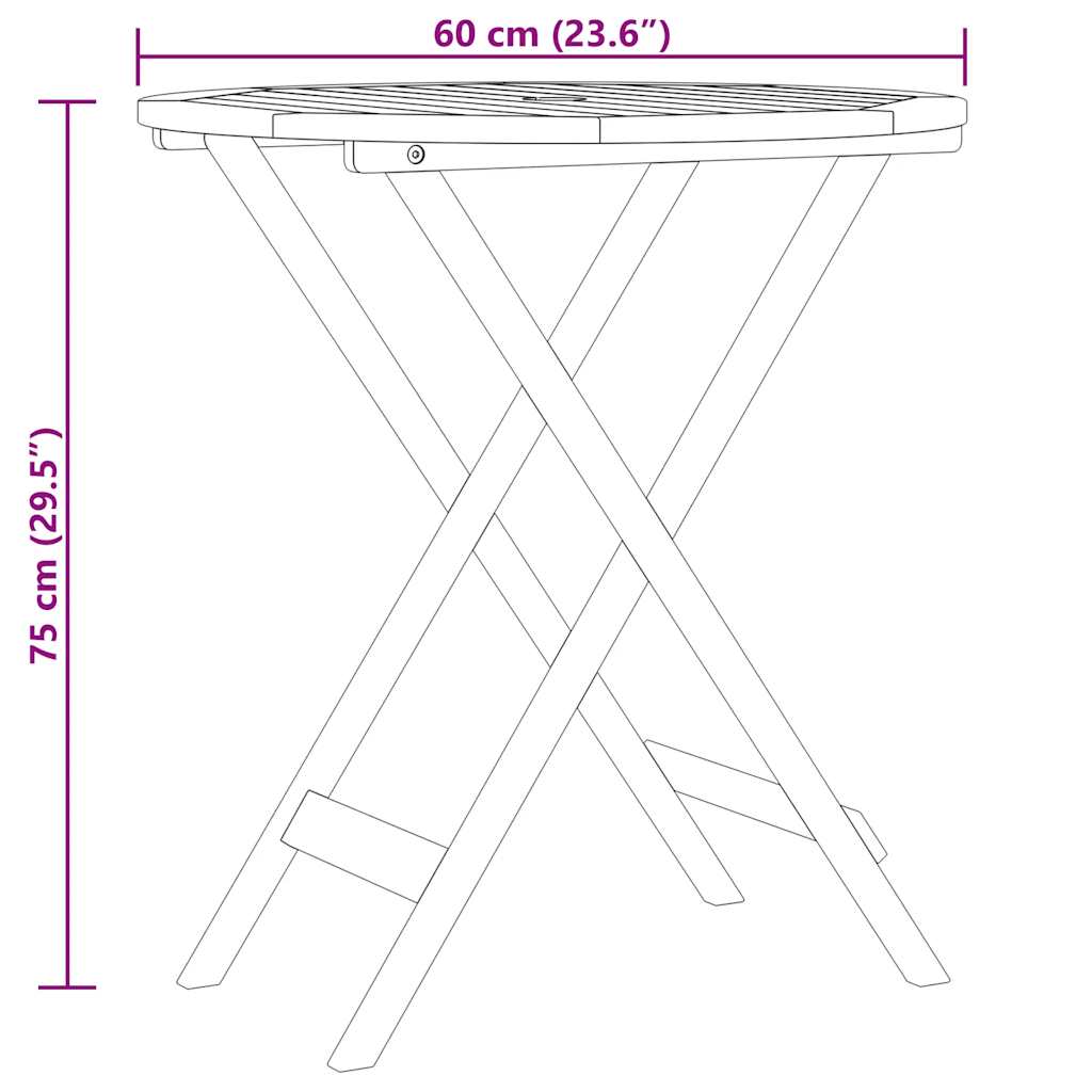 Garden Table | Natural Wood | Solid eucalyptus wood | Small | Foldable