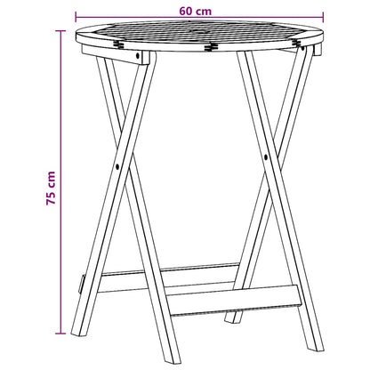 312455 vidaXL Folding Garden Table Ø60x75 cm Solid Eucalyptus Wood