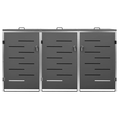 Triple Wheelie Bin Shed 207x77.5x112.5 cm Stainless Steel
