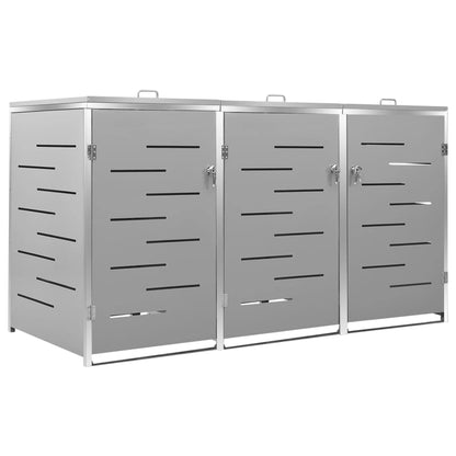 Triple Wheelie Bin Shed 207x77.5x112.5 cm Stainless Steel