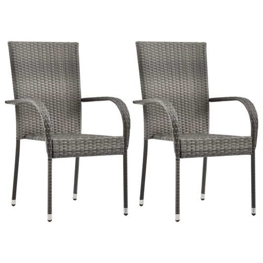 Dining Set | Grey | Solid acacia wood, PE rattan, Powder-coated steel