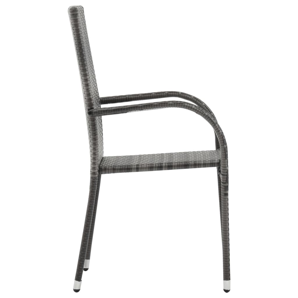 Dining Set | Grey | Solid acacia wood, PE rattan, Powder-coated steel