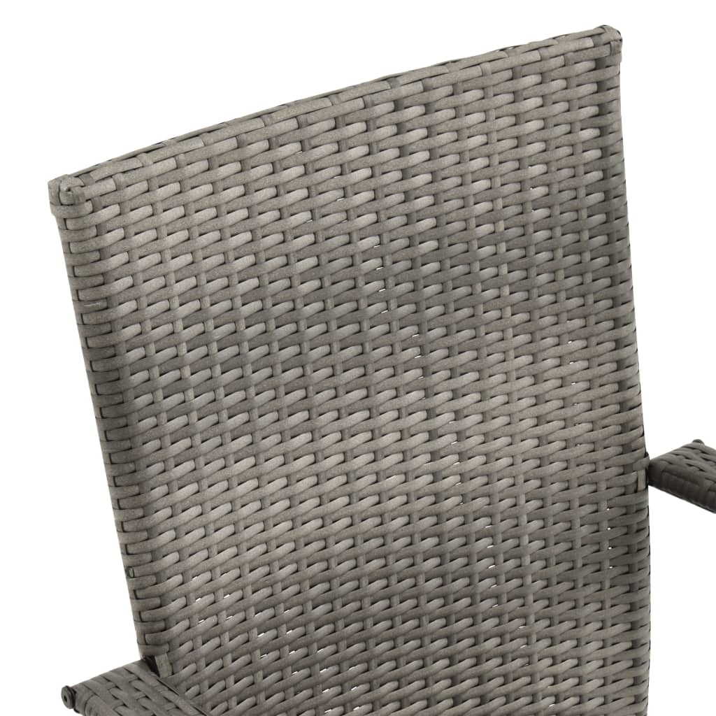 Dining Set | Grey | Solid acacia wood, PE rattan, Powder-coated steel