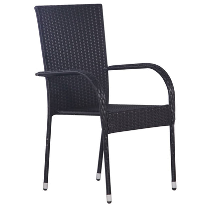Dining Set | Black | Solid Acacia wood | Medium | Stackable