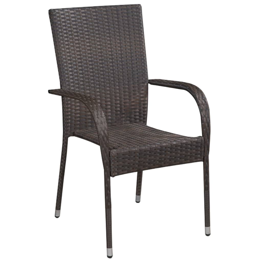 Dining Set | Brown | Solid Acacia Wood | Medium | Stackable | Dining Set