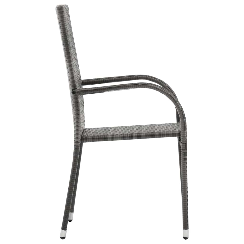 Dining Set | Grey | Solid Acacia wood, PE rattan, Powder-coated steel