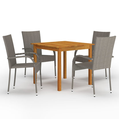 Dining Set | Table: Natural Wood | Solid acacia wood | Medium | Stackable