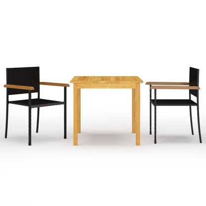 Dining Set | Black | Solid Acacia wood | Small | Durable