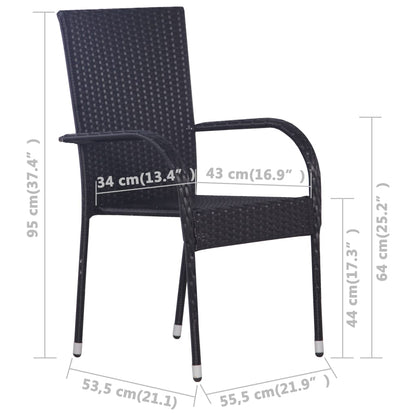 Dining Set | Black | Solid Acacia Wood | Medium | Stackable