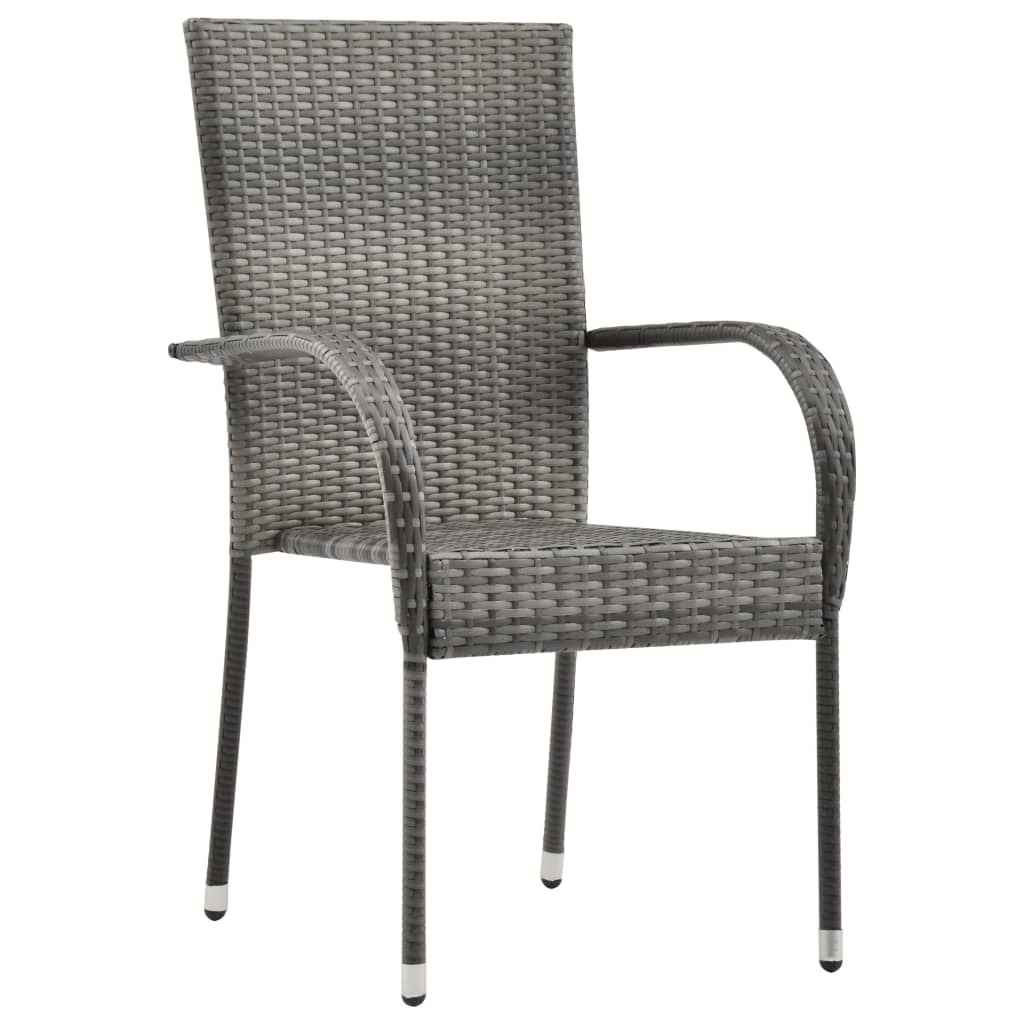 Dining Set | Grey | Solid acacia wood, PE rattan, Powder-coated steel