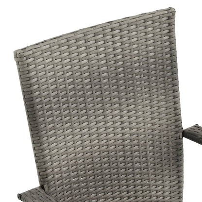 Dining Set | Grey | Solid acacia wood, PE rattan, Powder-coated steel