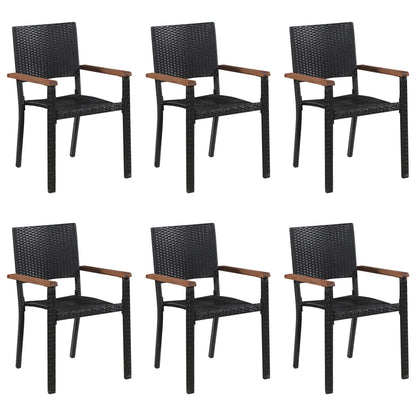 Dining Set | Black | Solid acacia wood, PE rattan, Powder-coated steel