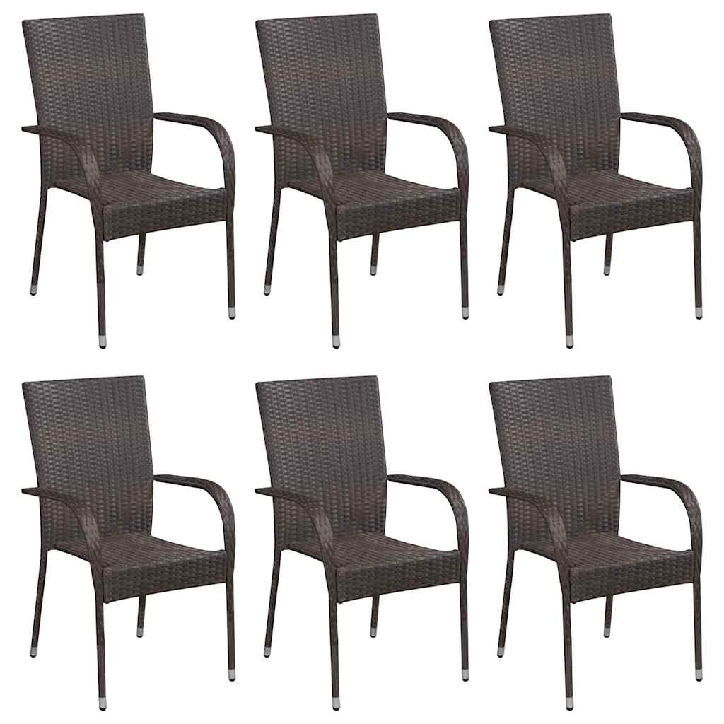 Dining Set | Brown | Solid Acacia wood, PE Rattan, Powder-Coated Steel