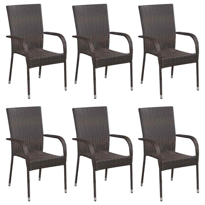 Dining Set | Brown | Solid Acacia wood, PE Rattan, Powder-Coated Steel