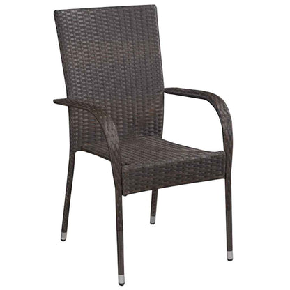 Dining Set | Brown | Solid Acacia wood, PE Rattan, Powder-Coated Steel