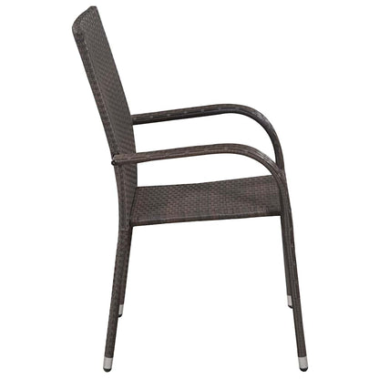 Dining Set | Brown | Solid Acacia wood, PE Rattan, Powder-Coated Steel