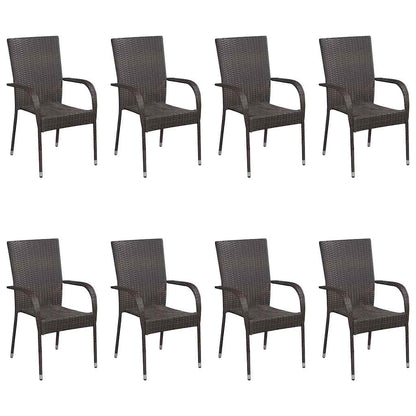 9 Piece Garden Dining Set Brown