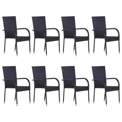 Dining Set | Black, Natural Wood
