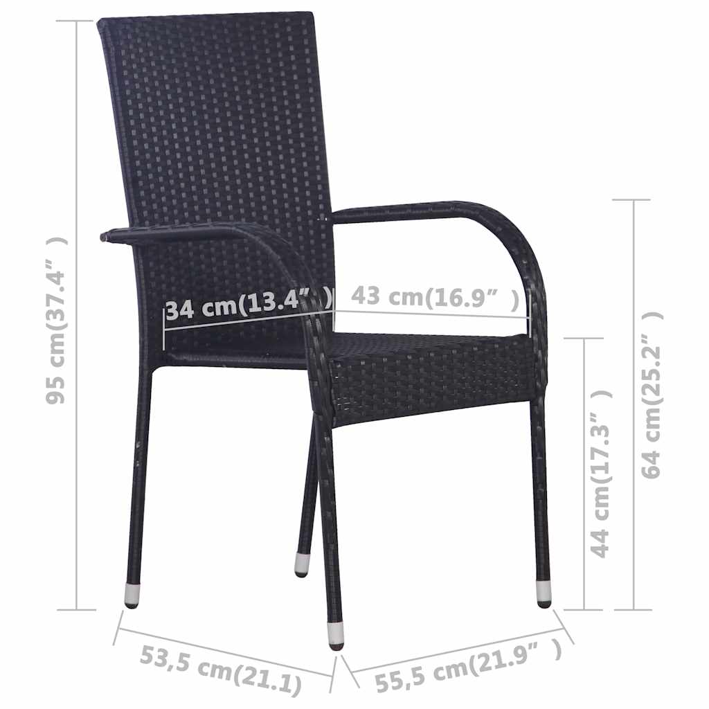 Dining Set | Black, Natural Wood