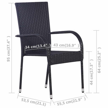 Dining Set | Black, Natural Wood