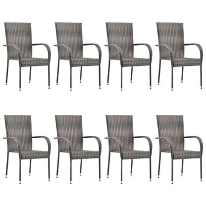 9 Piece Garden Dining Set Grey