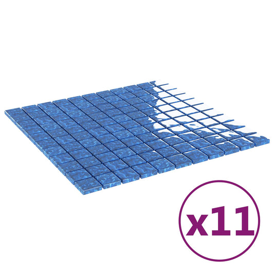 Mosaic Tile 11 pcs 50 x 50 cm Blue Glass