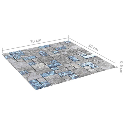 Mosaic Tile 11 pcs Grey and Blue 50 x 50 cm Glass