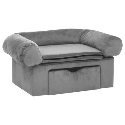 Dog Sofa | Grey | Plush | Small | Storage | Dog Sofa | Rectangular