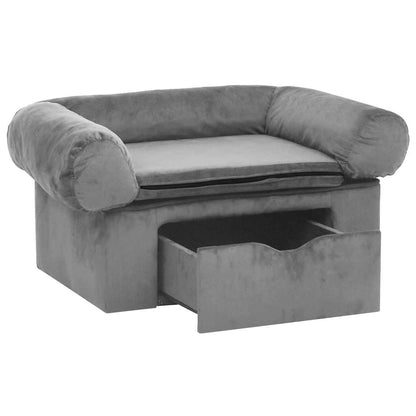 Dog Sofa | Grey | Plush | Small | Storage | Dog Sofa | Rectangular