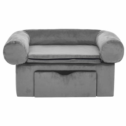Dog Sofa | Grey | Plush | Small | Storage | Dog Sofa | Rectangular