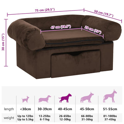 Dog Sofa | Brown | Plush, solid pinewood, foam | 75x50x38 cm | Dog Sofa